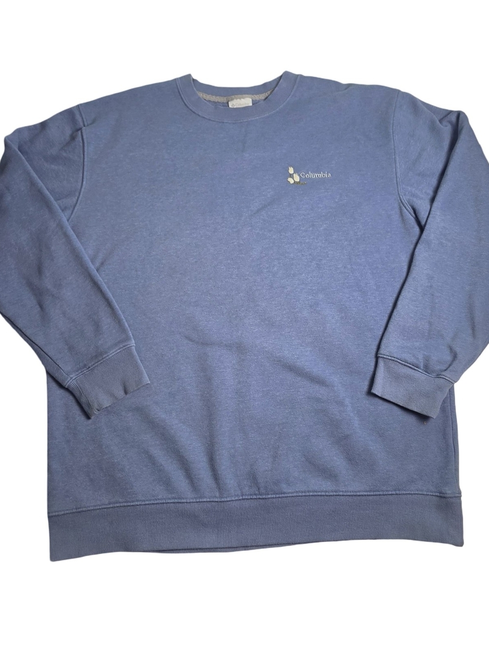 Columbia Sportswear Blue Embroidered Floral Crewneck Sweatshirt XL